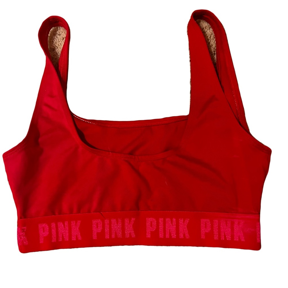 EXCELLENT condition victoria secret pink red sports bra. fits comfortably